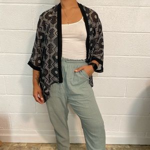 Sheer black and white cover up / open sleeved shaw